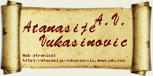 Atanasije Vukašinović vizit kartica